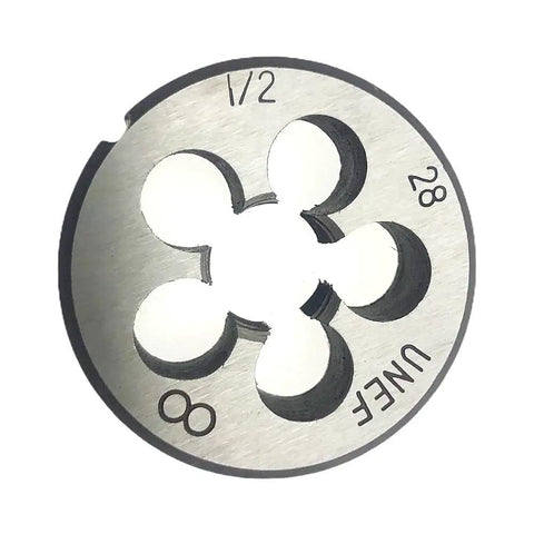 1/2-28 Right Hand Tap Die Set For Metalworking, Pro Grade Workhorse Heavy Duty High Speed Steel Tools, Precise 1/2-28 Thread Cutting And Repair, Includes Straight Fluted Round Die And RH Cutting Tool.