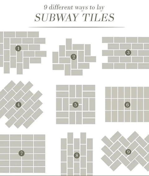 9 ways to lay subway tiles for 72-Piece Peel And Stick Glass Tile Set For Kitchen And Bathroom Backsplash 3X6 Subway Style