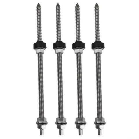 Rugged M10 Hanger Bolt Kit With EPDM Seal Stainless Steel Locking Nuts And Adapter Set For Solar Panel Mounts Built To Last 250mm Length 4 Pieces