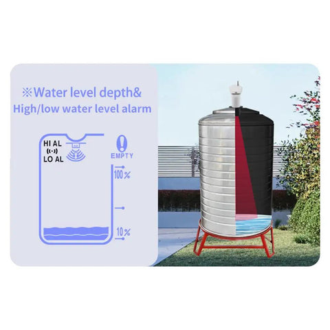 Wireless Ultrasonic Water Tank Level Gauge With Temperature Sensor, Liquid Level Meter And Depth Indicator With Time Display