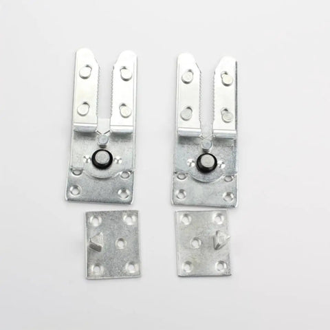 4 Pack Sectional Sofa Connectors Clips For Interlocking Couch Parts Heavy Duty Iron Sofa Linking Hardware For Living Rooms And Bedrooms Easy Install Keeps Sections Stable And Together Silver, showing metal connectors.