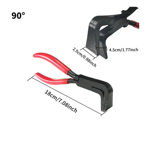 Foldable Edge Pliers For Sheet Metal Angled Seamer With Ergonomic Non Slip Handle Pro Grade High Carbon Steel, dimensions shown.