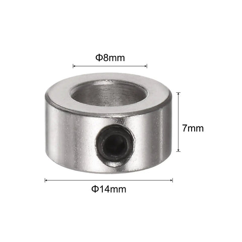 10 Pack Set Screw Shaft Collars 8mm Bore, 14mm OD, 7mm Width, Nickel Plated Carbon Steel, mechanical spacer