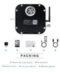 Packing contents of 50W Dope Twinkle Fiber Optic Light Source With RGBW LED, Bluetooth Remote, Music Sensor for car and home decor.