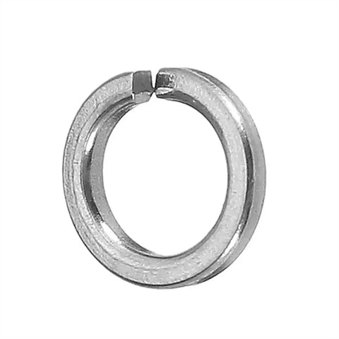 Close-up of an M4 304 stainless steel split lock washer from 100 Pcs M4 304 Stainless Steel Split Lock Washers Set
