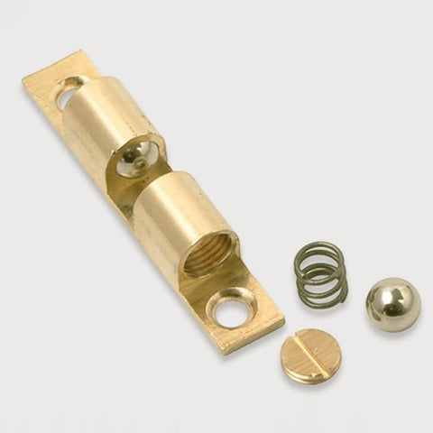 9 Piece Copper Door Ball Catches Set With Nickel Plated Cabinet Tension Latches 35mm, close-up of individual catch and components.