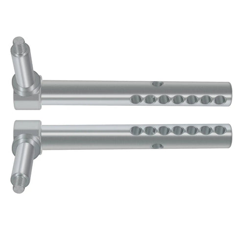 Heavy Duty Right Front Mower Deck Gage Wheel Arm Replacement Kit with 7/8 inch shaft, durable silver steel for lawn tractors.