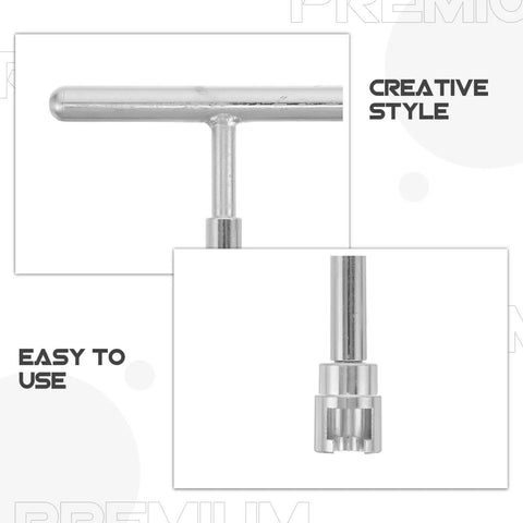 Top Shelf No Fuss T Bar Dent Puller Kit with Strong Adhesive Glue Tabs close-up of silver T-handle for easy auto body repair.