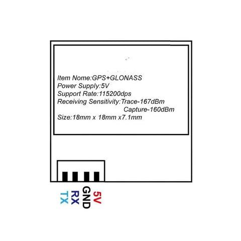 Dope GPS Module Upgrade Kit For Drones technical specifications diagram with size details and input-output connections