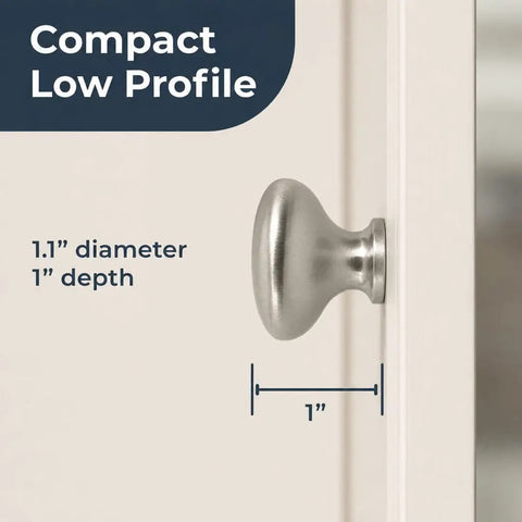 Top Shelf 25 Pack 1 1 Inch Round Cabinet Knobs In Brushed Nickel Heavy Duty Kitchen Drawer Pulls That Are Pretty Darn Sturdy With Complete Mounting Kit For Fast Room Upgrades, 1.1 inch diameter, 1 inch depth