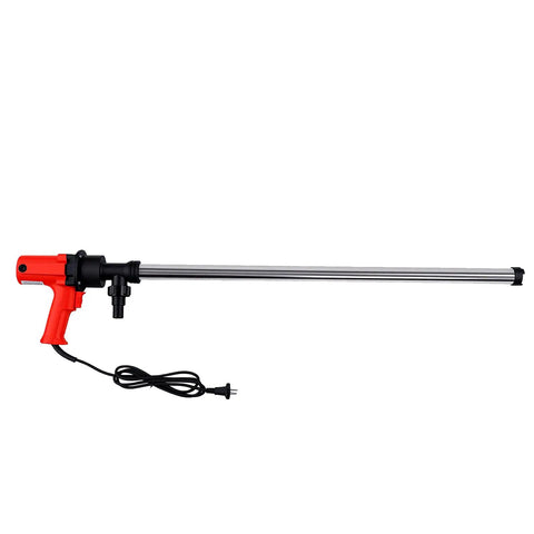 Eujgoov Electric Drum Pump For 200L And 220L Containers Fast Liquid Transfer 60 To 75 Liters Per Minute With 6 Gear Speeds For Workshops And Industrial Use Efficient Handheld Design with red grip and long tube.