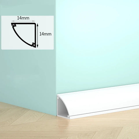 No Sweat Self Adhesive Cable Hider Wall Strips Heavy Duty Pvc Raceway showing corner installation with 14mm dimensions
