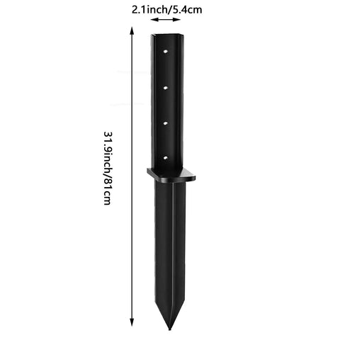 Heavy Duty Fence Post Repair Kit With Solid Steel Anchor, 2.1-inch width, 31.9-inch length, for straightening leaning 4x4 wood posts.