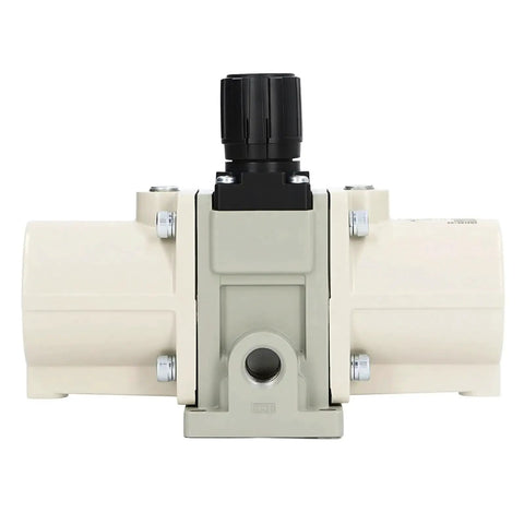 Front view of Gas Booster Pump With Pneumatic Valves And Air Cylinder For Industrial Use No Electricity Needed Pro Grade Air Powered Pressure Amplifier