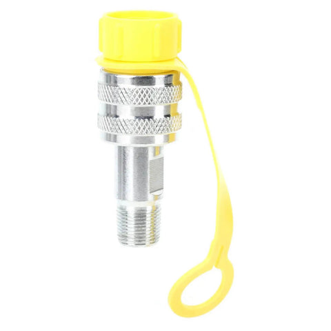 Heavy Duty Hydraulic Quick Connect Couplers ZG3/8 Plated Male Female Adapter Kit featuring a steel quick coupler with yellow lock.