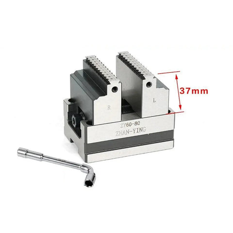 Heavy Duty Self Centering Vise With Four Axis And Five Axis Turntable Fixture For Pneumatic Machining Centers showing 37mm jaws.