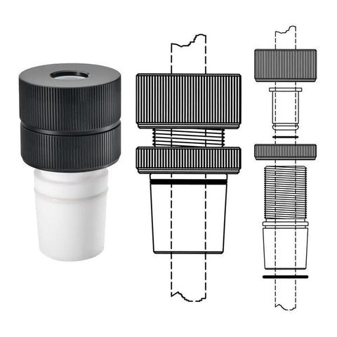 No Sweat Grease Free PTFE Stirrer Bearing Running Smooth As Silk With 10mm Diameter And 24 40 Standard Taper, black and white design.