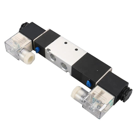 Industrial Grade Rock Solid 4V230E 08 Pneumatic Solenoid Air Valve DC 24V five port three position with coils visible