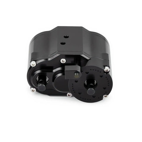 Kick Up Some Dust With This Badass Dual Speed Transfer Case Gearbox Featuring A Rock Solid Aluminum Build And Selectable Torque Ratios For Nasty Terrain Rc Crawling Rides, showing a CNC machined aluminum gearbox.