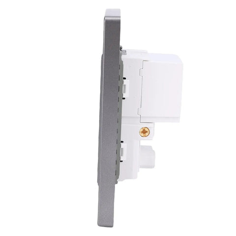 Side view of Game On Wall Outlet With Dual USB And Type C Ports delivering 15 Amp fireproof safety for fast gaming charge.