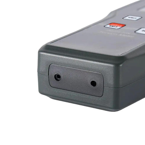 Digital Force Gauge Push Pull Dynamometer With External Load Cell Sensor Peak Hold And Track Modes 0.5 Percent Accuracy 4900 N Range Or 500 Kgf Or 1100 Lbf Unit Conversion Between N Kg And Lb Auto Power Off, side view with sensor port