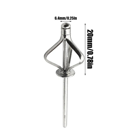 Close-up of single Heavy Duty Aluminum Blind Rivet with Universal Steel Mandrel, dimensions 6.4mm x 20mm, for fastening.