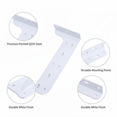Beefy L Shaped Wall Mount Bracket For Floating Shelves And Cabinets White Q235 Steel Shelf Support with versatile mounts