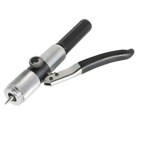 Close-up of hydraulic tube expander tool for HVAC swaging kit with tube cutter, aluminum alloy build, portable and durable