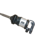1 Inch Straight Air Powered Impact Wrench With 8 Inch Extended Anvil And 2500 Foot Pounds Of Knucklebusting Torque Pinless Hammer Construction Brushed Aluminum Housing Rig Ready Beast angled view on a white background.