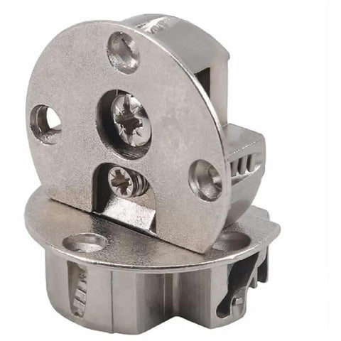 Heavy Duty Zinc Alloy Concealed Cabinet Door Hinges And Adjustable Hidden Hardware For Wood Furniture And Cabinets With Quick Install Wide Open Swing Built In Mounting Plates For Smooth Shut Action And Tight Fit On Household Projects close-up of hinge hardware.