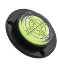 for mini Round for spirit Level for 360 Degree Viewing showing a 50mm diameter black body with green liquid inside.