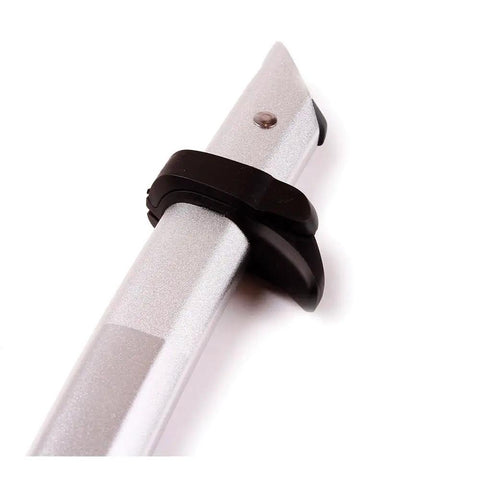Close-up of the aluminum shaft and grip detail of Hummingbird Ice Axe For Ski Mountaineering Ultra Lightweight Titanium Head Aluminum Shaft Ergonomic Grip And Fast Swing Snow Anchor Beast Of A Tool For Ice Climbing And All Weather Alpinism