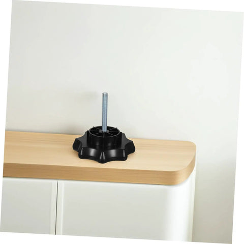 Heavy Duty Spare Tire Hold Screw High Strength Wheel Mounting Bolt on wood surface, black metal secure tire clamp, no fuss car accessory