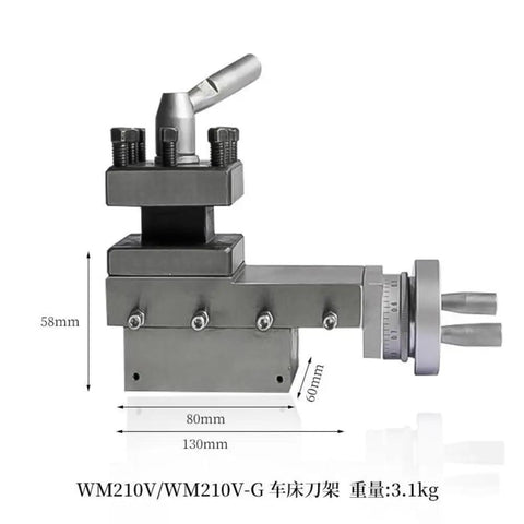 Shop Floor Kickass Metal Lathe Cross Slide And Compound Tool Post With Square Turret for WM210V, 3.1kg, 130mm long.