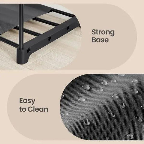 Portable Freestanding Closet Organizer With A Super Solid Heavy Duty Metal Frame And Roomy Shelves For Sneakers And Threads Sleek Bedroom Wardrobe Rack Featuring Durable Hanging Rods Straight Forward Setup All In One Space Saving Solution strong base and easy clean surface details