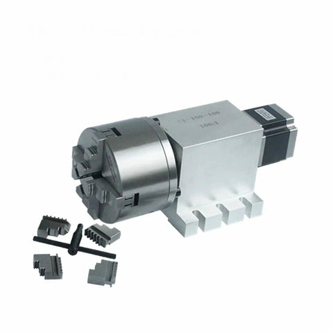 4th Axis Rotary Dividing Head With 80 To 100mm Dial, Three Quarter Jaw Chuck For CNC Router Machines, Retarder Series 17-100-100B 86 Motor
