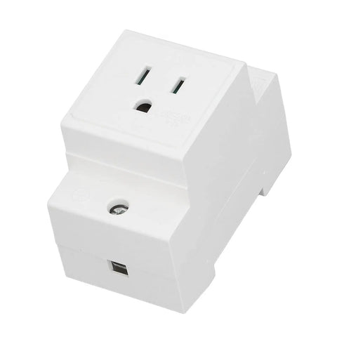 DIN Rail Mount Modular Power Socket Single AC Outlet With Built In Protective Outlet For Distribution Panel US 110 250V 15A Heavy Duty Nylon Casing Flame Retardant And Heat Resistant Built To Last