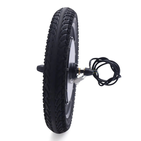 Beefy 16 Inch Front Wheel Hub Motor Kit For E Bikes 1000W 48V Brushless Conversion Kit, showing tire tread with cable