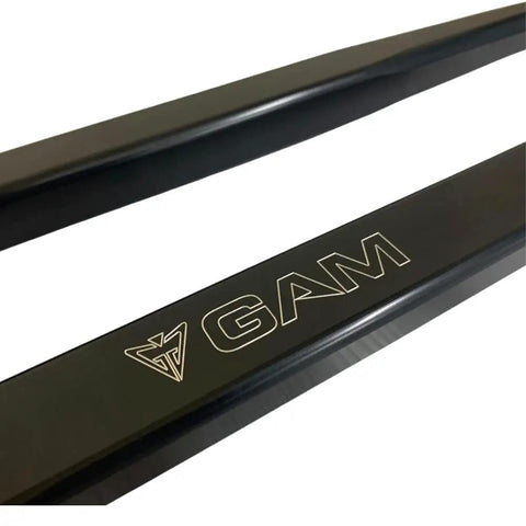Beefed Up Radius Arms For Maverick X3 72 Inch Heavy Duty Upper And Lower High Clearance Rods With Adjustable Alloy Heim Bearings And Black Anodized Finish black radius arms with GAM logo