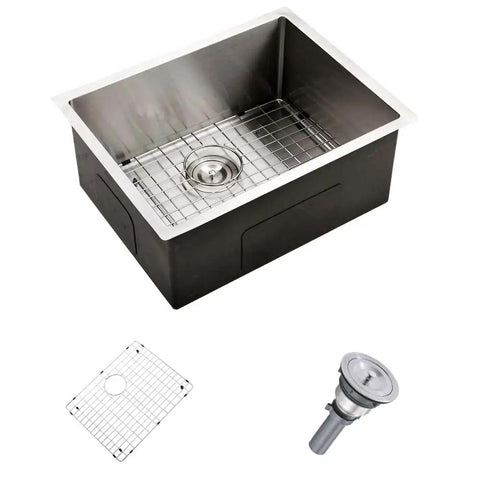 Deep 23 Inch Undermount Stainless Steel Kitchen Sink With 16 Gauge Single Bowl Ultra Durable Rust Resistant Easy Clean Ideal For Kitchen Or Laundry Room And Outdoor Utility Use with grid and drain assembly