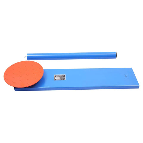 Built Like A Tank Manual Pallet Wrapper Machine With L Shaped Frame For Zero Sweat Stretch Film Sealing 60 Kilogram Load Capacity showing base and film holder.