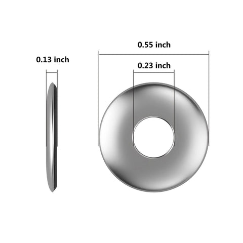 Front/side view of #10 sealing washer, 304 stainless steel with bonded neoprene/EPDM; 0.55 in OD, 0.23 in ID