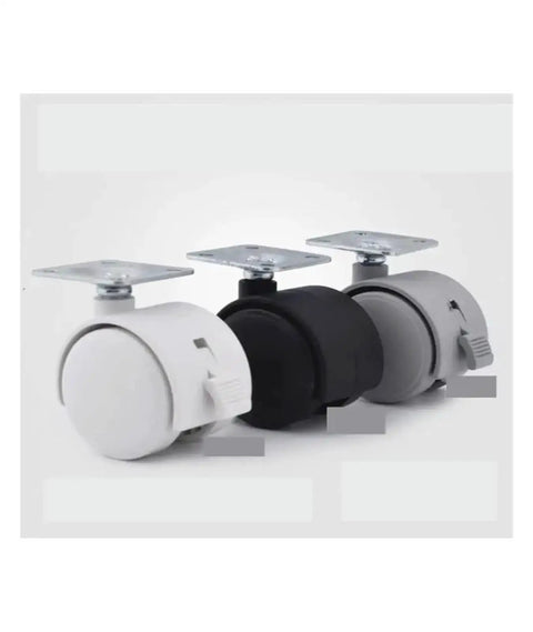 White, black, and gray heavy duty swivel wheels with brakes for 4 Pack 1.5 Inch Flat Stem Furniture Casters With Brakes For Bedside Tables And File Cabinets, Heavy Duty Black Swivel Wheels For Smooth Rolling Replacement Casters For Easy Furniture Makeovers.