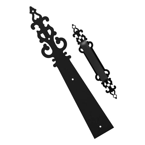 Heavy Duty Steel Garage Door Handle Hinges 6 Piece Set With Smooth As Silk Damping Action Stops All Bounce Back Cabinet Hardware Kit No Hassle Install decorative black steel hinges with intricate designs