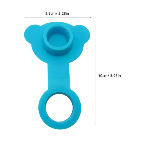 Blue Silicone Bathtub Drain Plug Stopper for Easy Removal, featuring a bear-shaped design, dimensions 5.8cm x 10cm.