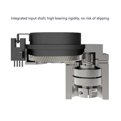 Integration of input shaft and high bearing rigidity in electric rotary table for CNC setup.