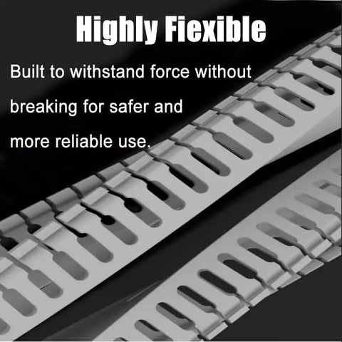 Highly flexible grey PVC cable raceway showing open slots for neat organization and reliable use in wire management.