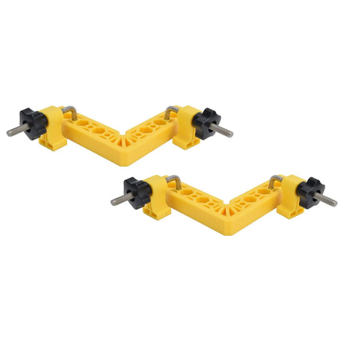 Rock Solid 90 Degree Square Kit For Flawless Right Angle Alignment On Cabinets And Picture Frames With Heavy Duty Clamps and precision metric and imperial scales, featuring yellow clamps.