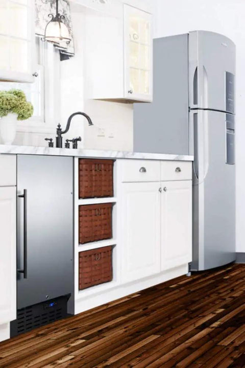 Game-Changing Solid Stainless Steel Upright Freezer With Smooth Frost-Free Operation and Smart Digital Thermostat in modern kitchen.