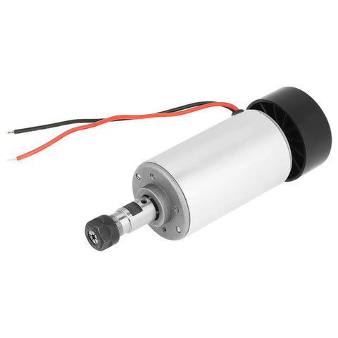 High Speed 300W Air Cooled CNC Spindle Motor with 52mm shaft and wires, ideal for routing and engraving at 12000 RPM.
